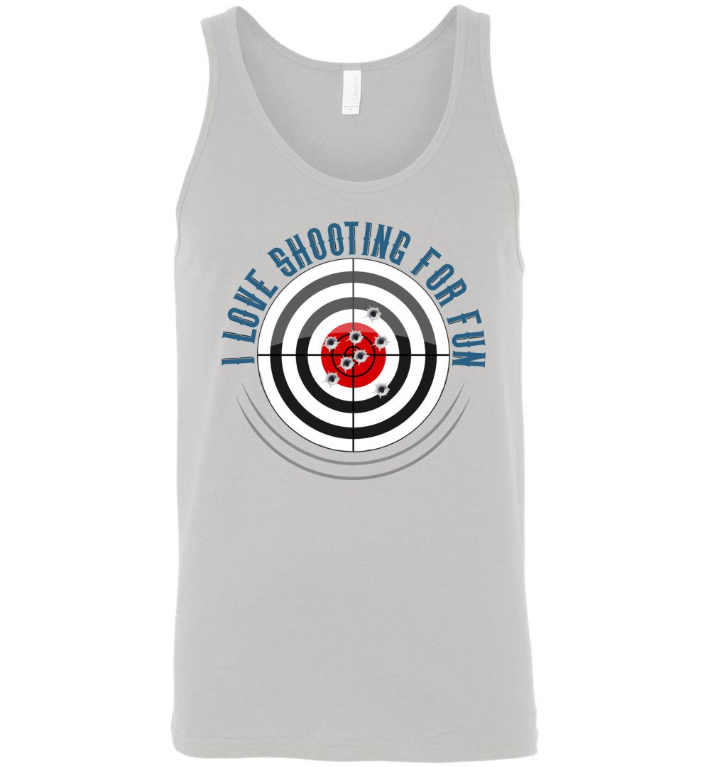 I Love Shooting for Fun - Men's Pro Gun Apparel - Light Grey Tank Top