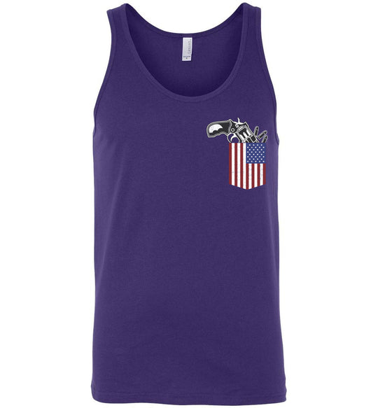 Gun in the Pocket, USA Flag-2nd Amendment Men's Tank Top-Purple