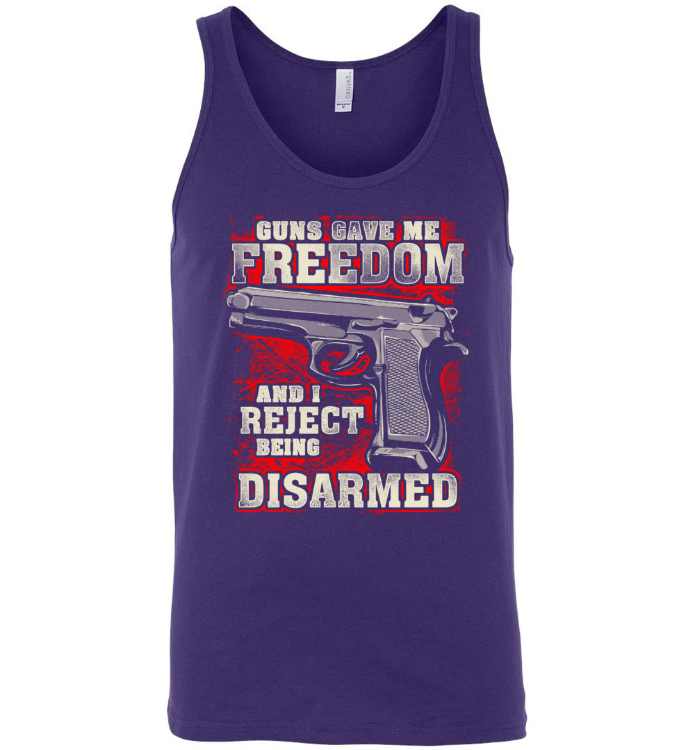 Gun Gave Me Freedom and I Reject Being Disarmed - Men's Apparel - purple tank top