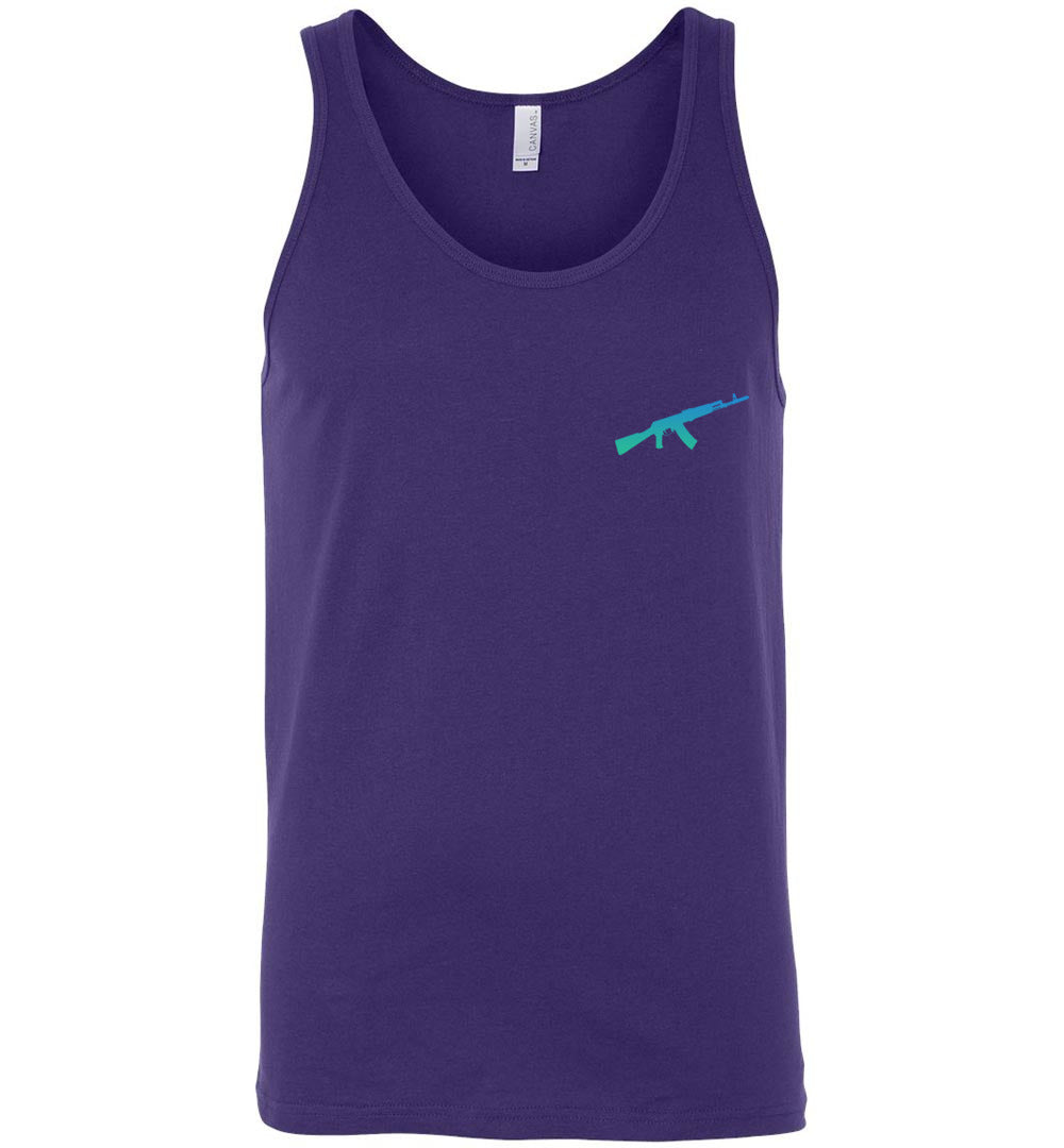 AK-47 AKM Rifle Silhouette Firearm Men's Long Sleeve Tshirt - Purple