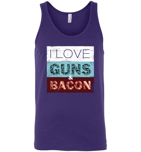 I Love Guns & Bacon - Men's Pro Firearms Apparel - Purple Tank Top