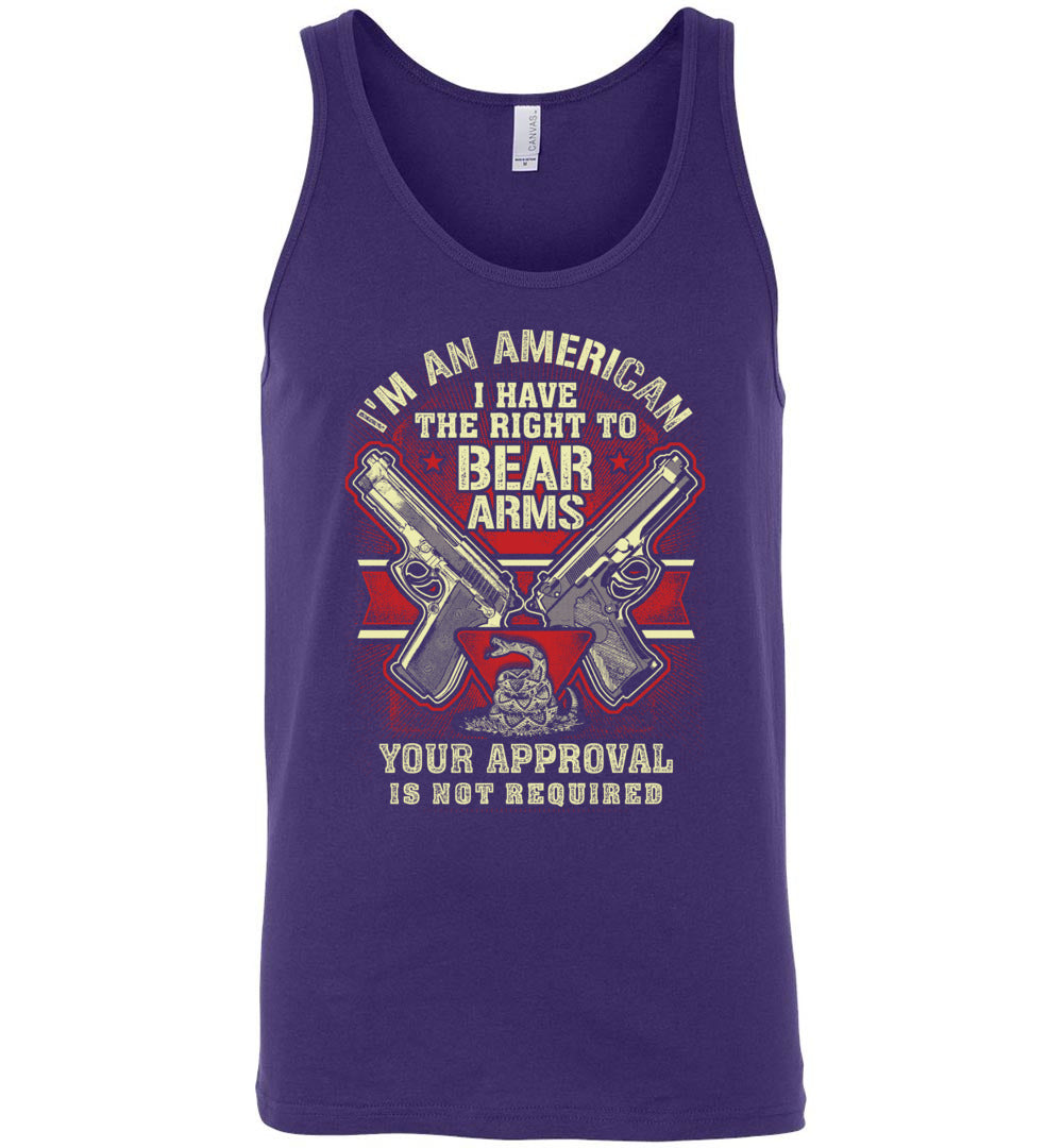 I'm an American, I Have The Right To Bear Arms. Your Approval Is Not Required - 2nd Amendment Men's Tank Top - Purple