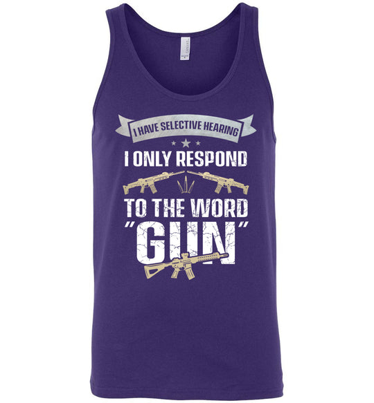 I Have Selective Hearing I Only Respond to the Word Gun - Shooting Men's Clothing - Purple Tank Top