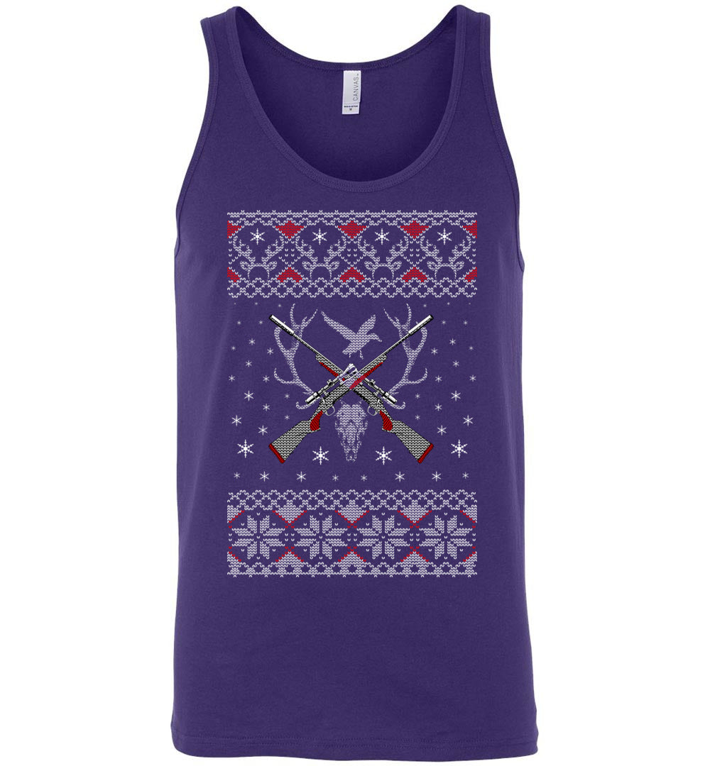 Hunting Ugly Christmas Sweater - Shooting Men's Tank Top - Purple