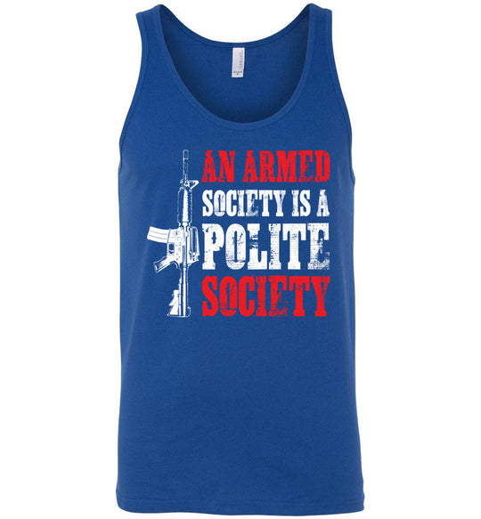 An Armed Society is a Polite Society - Shooting Men's Tank Top - Blue