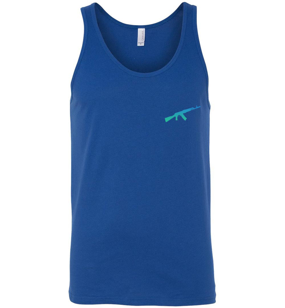 AK-47 AKM Rifle Silhouette Firearm Men's Long Sleeve Tshirt - Blue