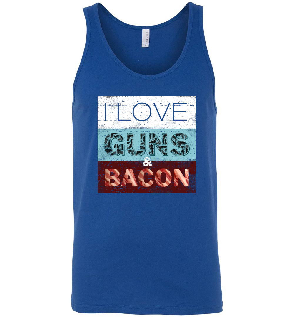 I Love Guns & Bacon - Men's Pro Firearms Apparel - Blue Tank Top