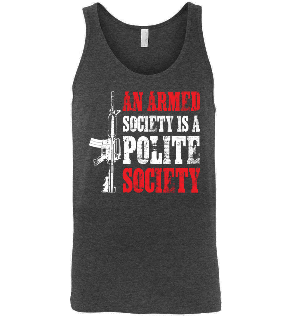 An Armed Society is a Polite Society - Shooting Men's Tank Top - Dark Grey Heather