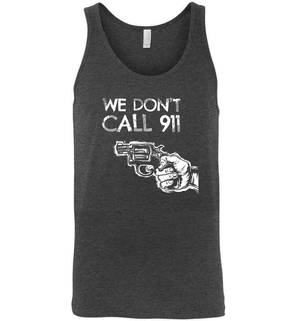 We Don't Call 911 - Men's Pro Gun Shooting Tank Top - Dark Grey Heather