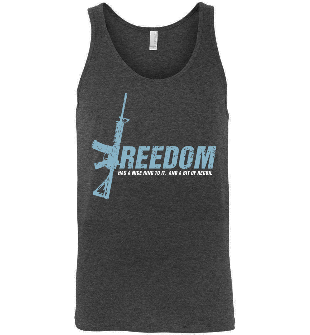 Freedom Has a Nice Ring to It. And a Bit of Recoil - Men's Pro Gun Clothing - Dark Grey Heather Tank Top