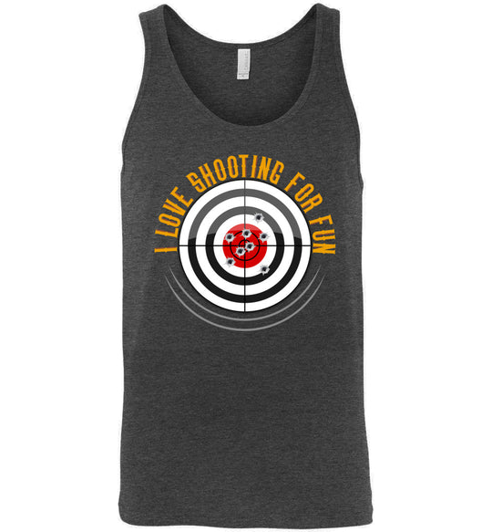 I Love Shooting for Fun - Men's Pro Gun Apparel - Dark Grey Heather Tank Top