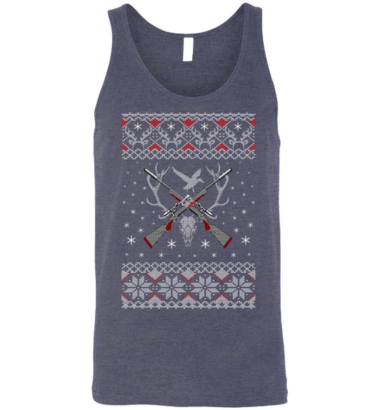 Hunting Ugly Christmas Sweater - Shooting Men's Tank Top - Heather Navy