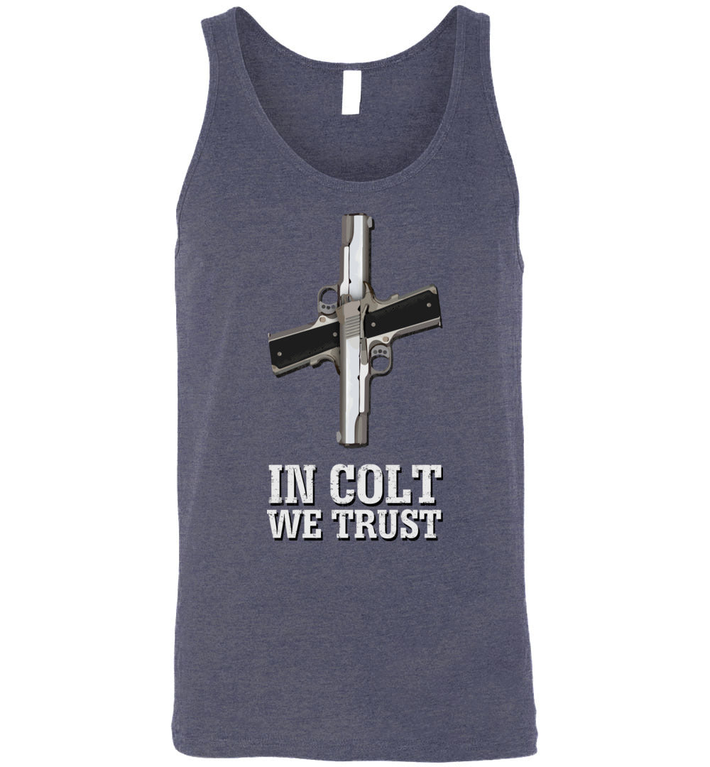 In Colt We Trust - Men's Pro Gun Clothing - Heather Navy Tank Top