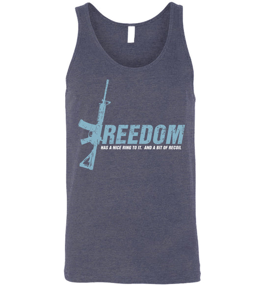 Freedom Has a Nice Ring to It. And a Bit of Recoil - Men's Pro Gun Clothing - Heather Navy Tank Top