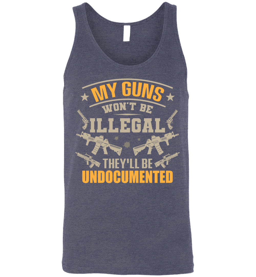 My Guns Won't Be Illegal They'll Be Undocumented - Men's Shooting Clothing - Heather Navy Tank Top