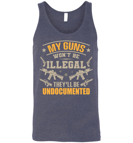My Guns Won't Be Illegal They'll Be Undocumented - Men's Shooting Clothing - Heather Navy Tank Top
