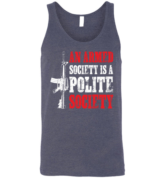 An Armed Society is a Polite Society - Shooting Men's Tank Top - Heather Navy