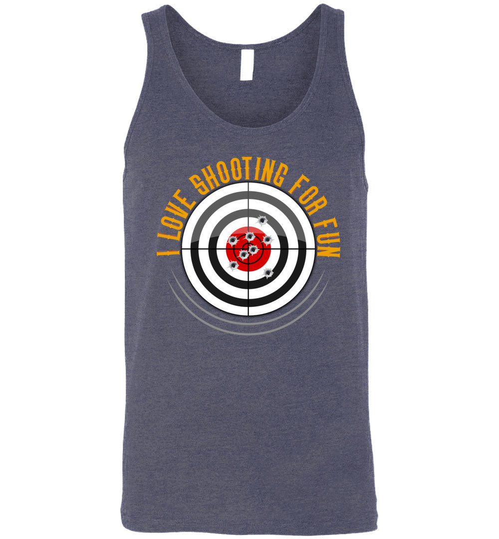 I Love Shooting for Fun - Men's Pro Gun Apparel - Heather Navy Tank Top