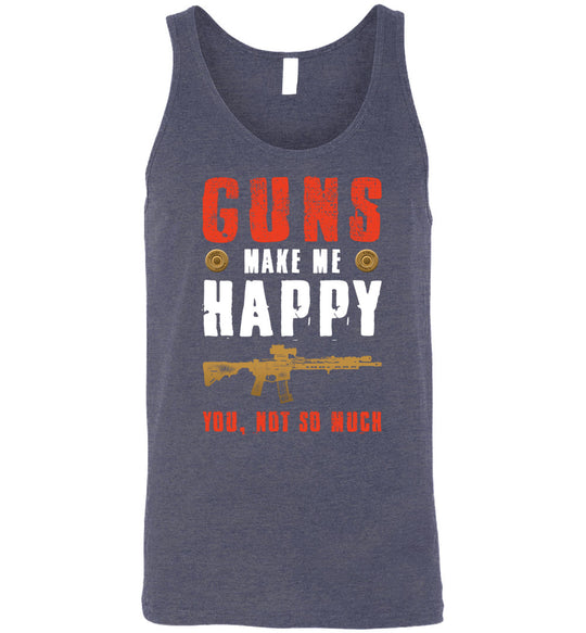Guns Make Me Happy You, Not So Much - Men's Pro Gun Apparel - Heather Navy Tank Top