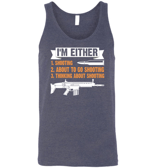 I'm Either Shooting, About to Go Shooting, Thinking About Shooting - Men's Pro Gun Apparel - Heather Navy Tank Top