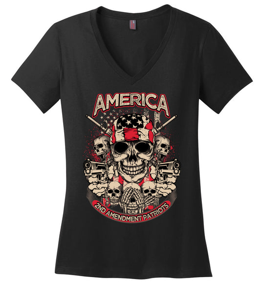2nd Amendment Patriots - Pro Gun Women's Apparel - Black V-Neck Tshirt