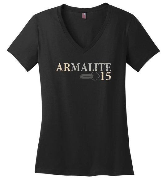 Armalite AR-15 Rifle Safety Selector Ladies V-Neck Tshirt - Black