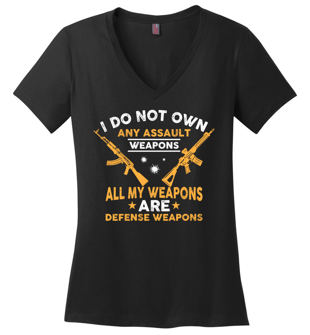 I Do Not Own Any Assault Weapons - 2nd Amendment Women's V-Neck T-Shirt - Black