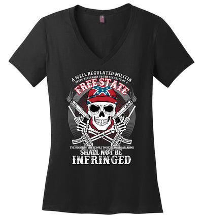 The right of the people to keep and bear arms shall not be infringed - Ladies 2nd Amendment V-Neck Tee - Black