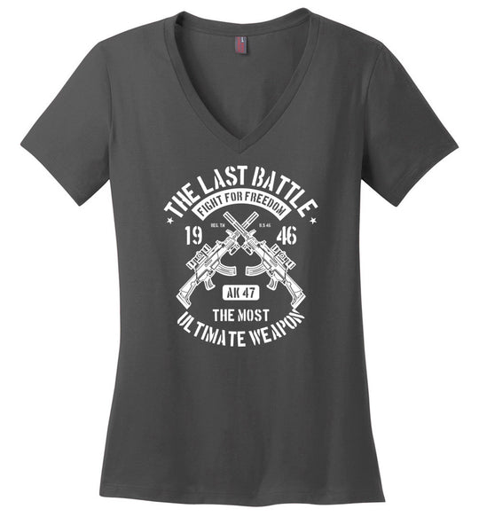 AK-47 The Most Ultimate Weapon - Women's Pro Gun V-Neck Tee - Charcoal