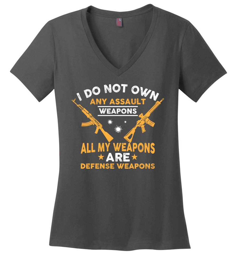 I Do Not Own Any Assault Weapons - 2nd Amendment Women's V-Neck T-Shirt - Charcoal