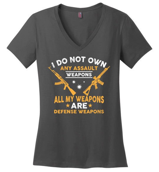 I Do Not Own Any Assault Weapons - 2nd Amendment Women's V-Neck T-Shirt - Charcoal