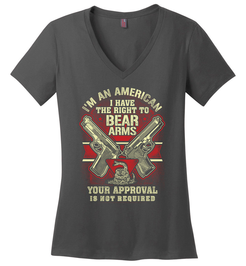 I'm an American, I Have The Right To Bear Arms - 2nd Amendment Women's V-Neck Tshirt - Dark Grey