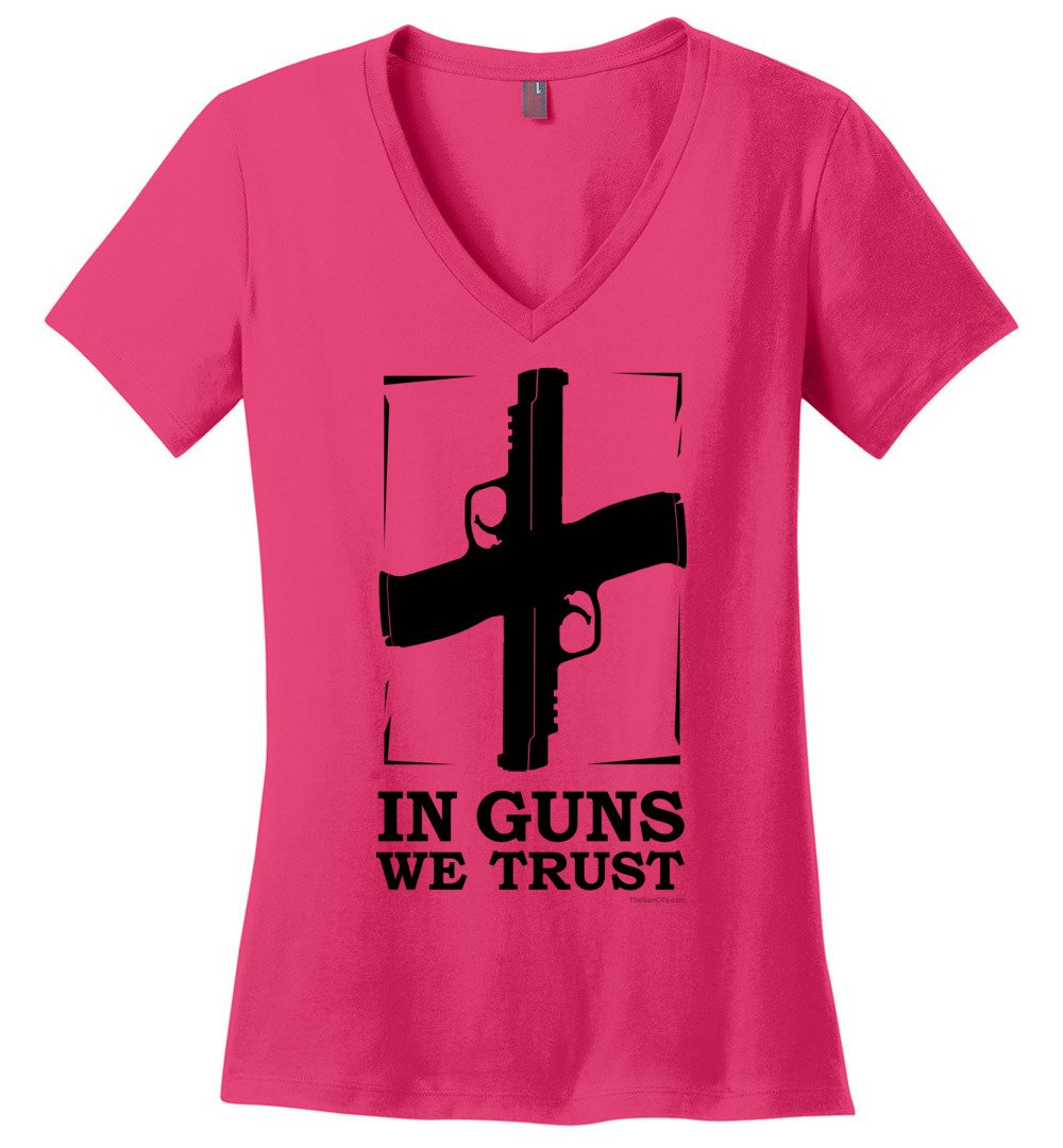 In Guns We Trust - Shooting Women's V-Neck Tee - Dark Fuchsia