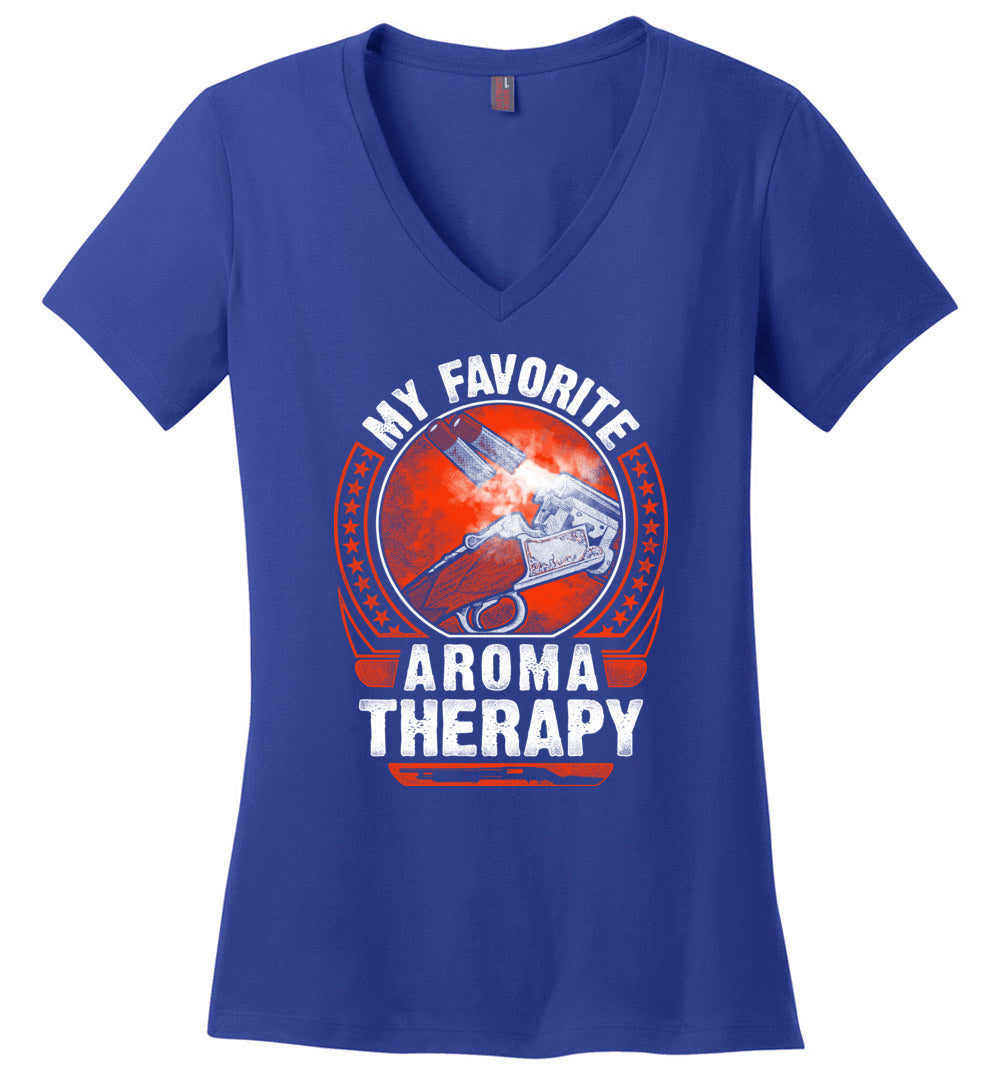 My Favorite Aroma Therapy - Pro Gun Women's V-Neck Tshirt - Blue
