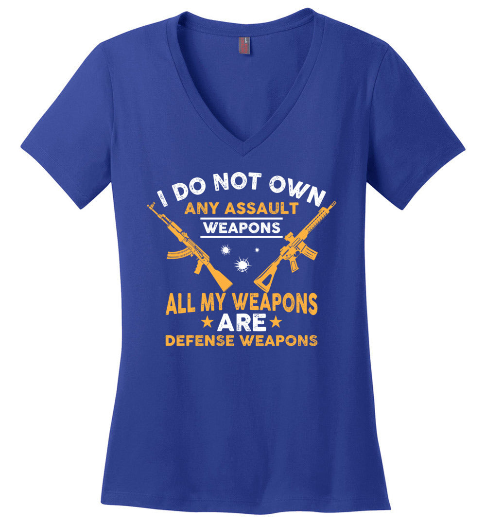 I Do Not Own Any Assault Weapons - 2nd Amendment Women's V-Neck T-Shirt - Blue