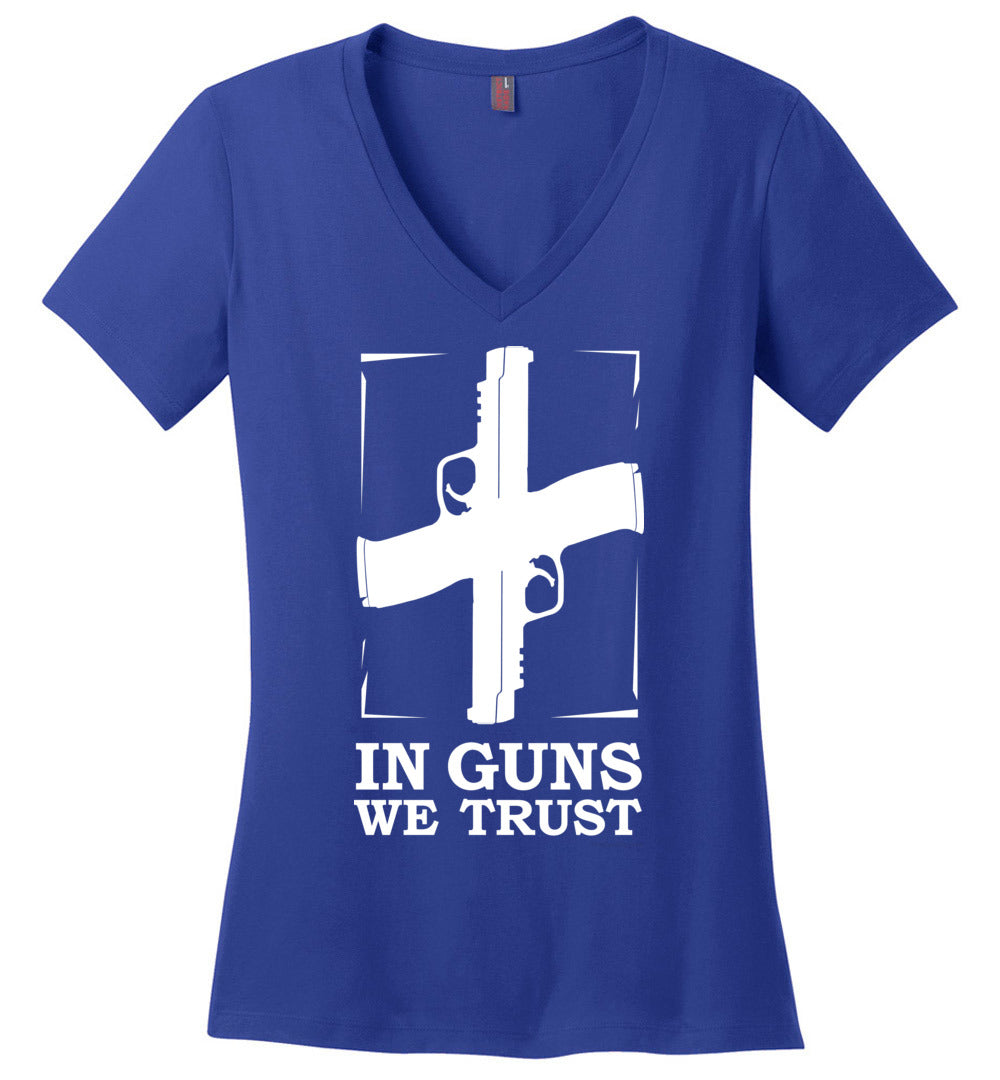 In Guns We Trust - Shooting Women's V-Neck Tee - Blue
