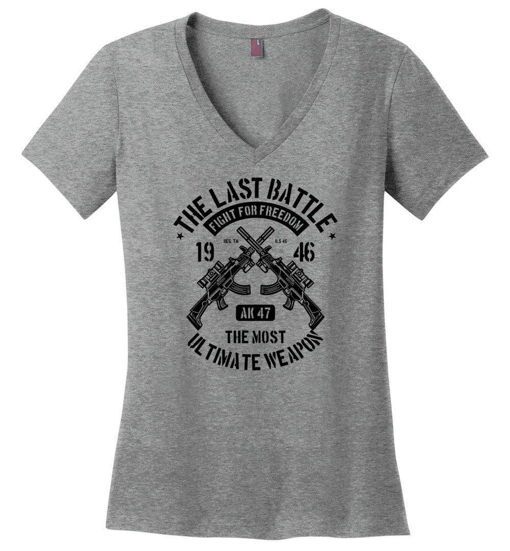 AK-47 The Most Ultimate Weapon - Women's Pro Gun V-Neck Tee - Heathered Nickel