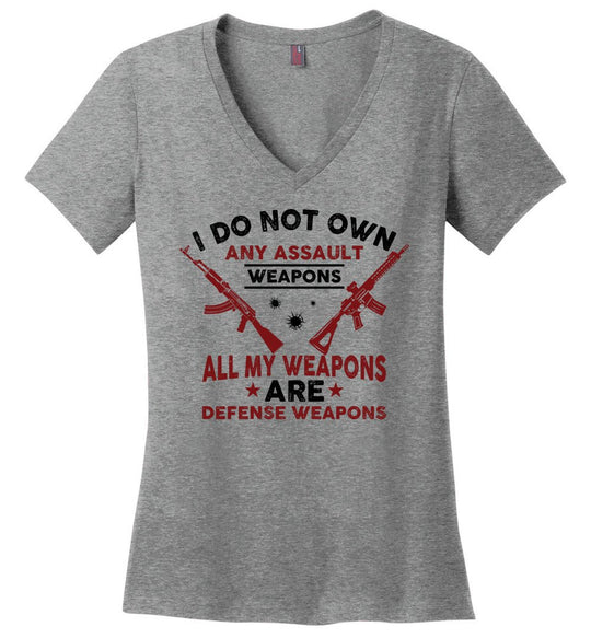 I Do Not Own Any Assault Weapons - 2nd Amendment Women's V-Neck T-Shirt - Heathered Nickel