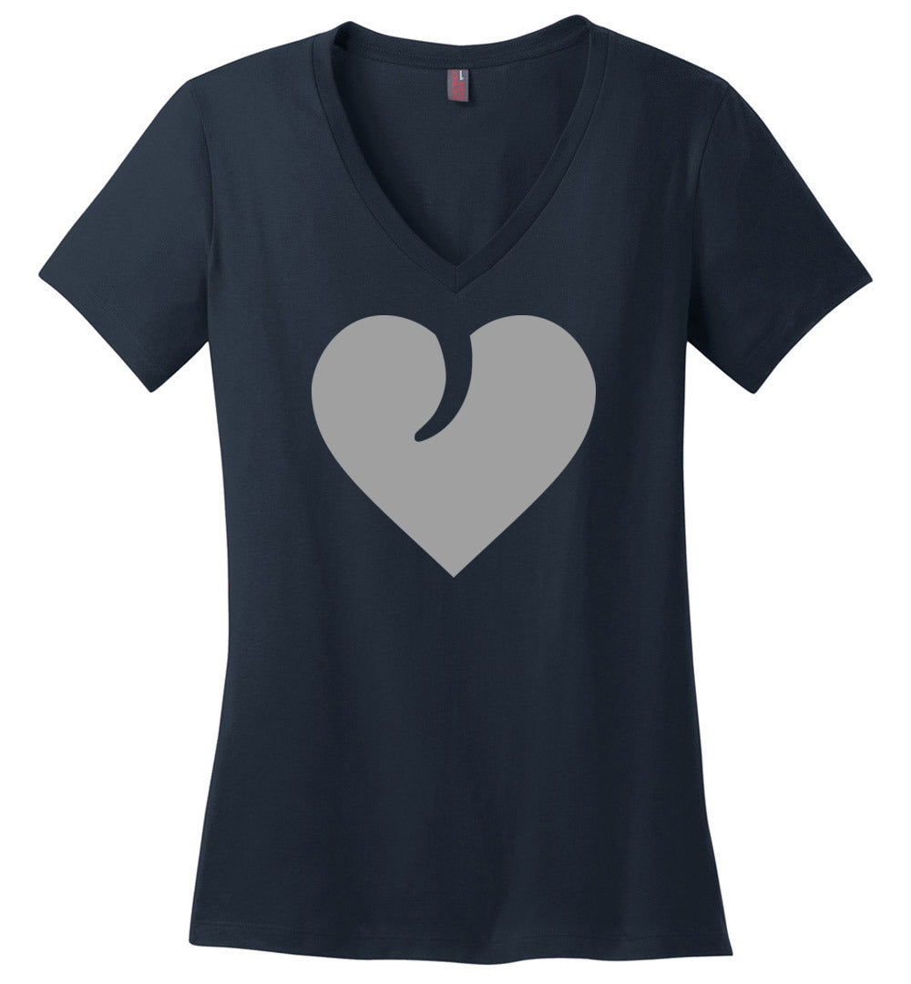 I Love Guns, Heart and Trigger - Ladies 2nd Amendment Apparel - Navy V-Neck Tshirt