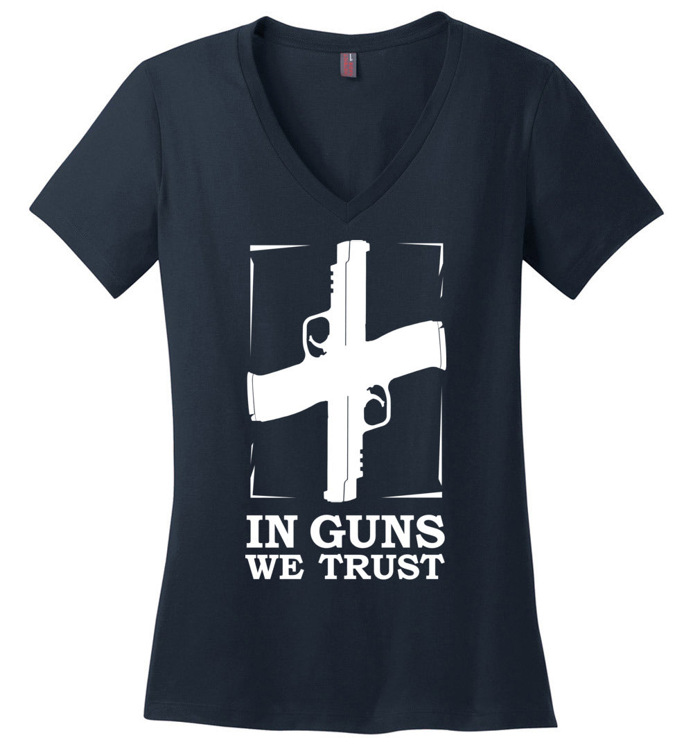In Guns We Trust - Shooting Women's V-Neck Tee - Navy