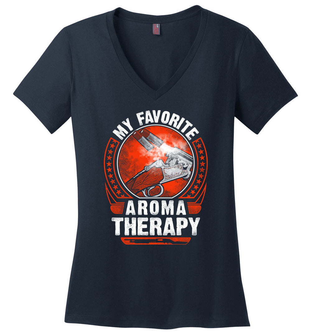 My Favorite Aroma Therapy - Pro Gun Women's V-Neck Tshirt - Navy