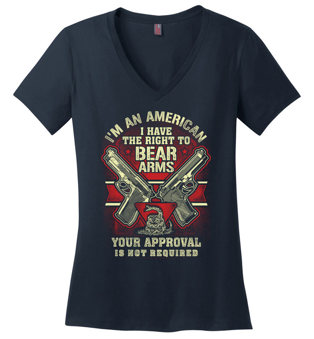 I'm an American, I Have The Right To Bear Arms - 2nd Amendment Women's V-Neck Tshirt - Navy