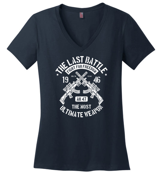 AK-47 The Most Ultimate Weapon - Women's Pro Gun V-Neck Tee - Navy