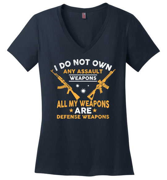 I Do Not Own Any Assault Weapons - 2nd Amendment Women's V-Neck T-Shirt - Navy
