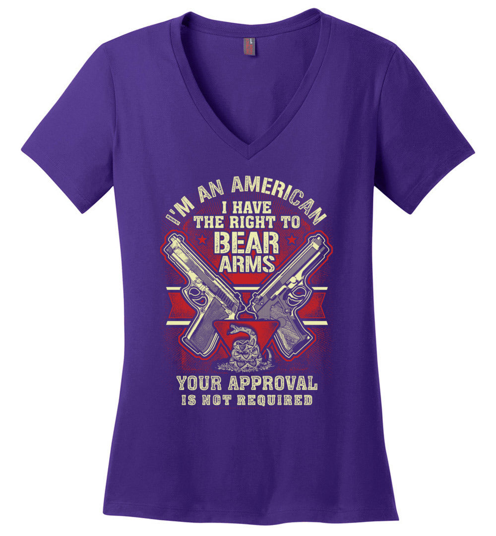I'm an American, I Have The Right To Bear Arms - 2nd Amendment Women's V-Neck Tshirt - Purple