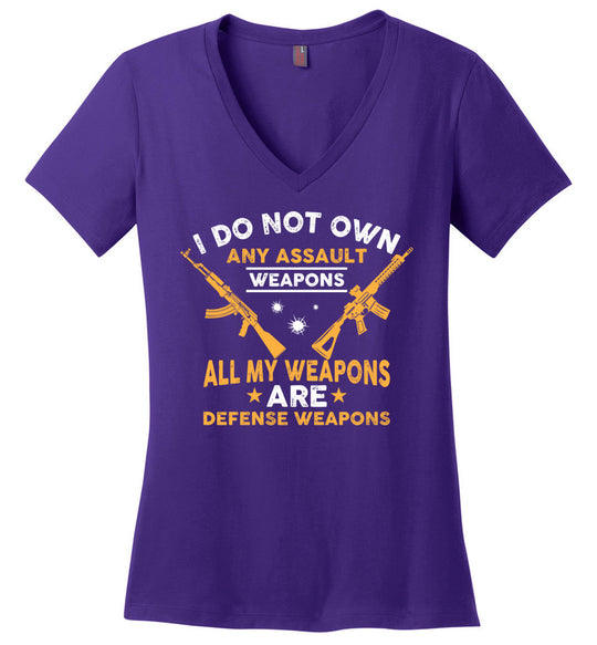 I Do Not Own Any Assault Weapons - 2nd Amendment Women's V-Neck T-Shirt - Purple