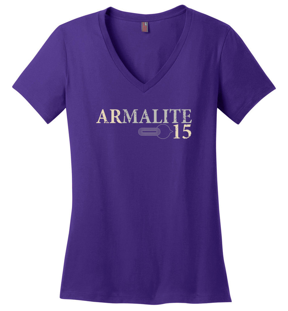 Armalite AR-15 Rifle Safety Selector Ladies V-Neck Tshirt - Purple