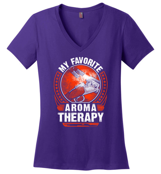 My Favorite Aroma Therapy - Pro Gun Women's V-Neck Tshirt - Purple