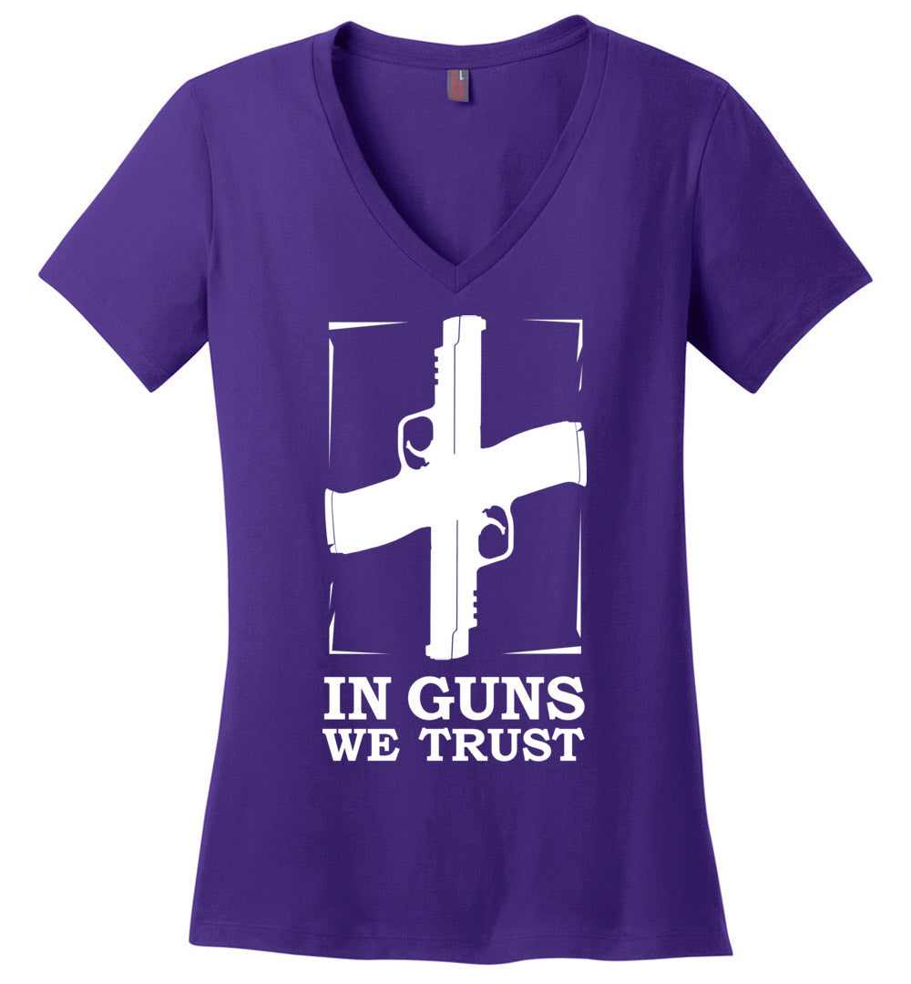 In Guns We Trust - Shooting Women's V-Neck Tee - Purple