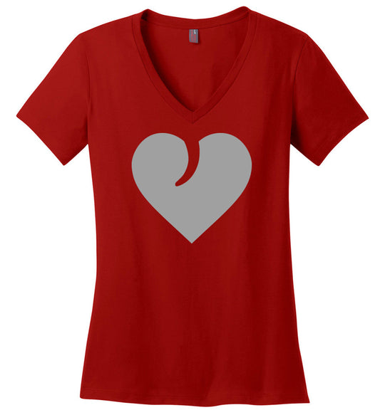 I Love Guns, Heart and Trigger - Ladies 2nd Amendment Apparel - Red V-Neck Tshirt